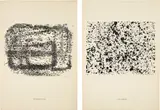 Jean Dubuffet, Aire violentée; and Chaussée terreuse (Violated Area; and Terraced Road), from Suite d'inventaire, plates 7 and 18 of album 3, from Les Phénomènes (Phenomenons), 1958/1962, Two lithographs, on Arches paper, with full margins