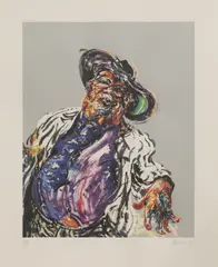 Maggi Hambling, Untitled, George Melly singing screenprint in colours