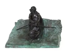 John Ian Howard Clinch, Untitled, Rowing bronze with rich brown and green patination