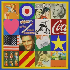 Untitled by Peter Blake, 'Some of the Sources of Pop-Art III' screenprint in colours with glitter and glaze, sold Oct 2024