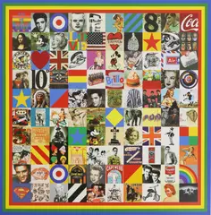 Untitled by Sir Peter Blake, '100 Sources of Pop Art' screenprint in colours with diamond dust, sold Oct 2024
