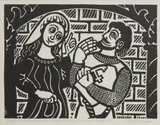 Edward Bawden, Untitled, 'are you a knight & are no lover?' linocut