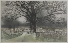 Richard Bawden, Untitled, 'Winter in the Stour Valley' etching and aquatint in colours