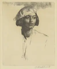 Untitled by Gerald Brockhurst, 'Chiquita' etching, sold Oct 2024