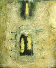Julie Graham, Untitled, 1989, mixed media and plaster on canvas on board