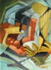 In my kitchen by Helen Clark Oldfield, oil on canvasboard, sold May 2013