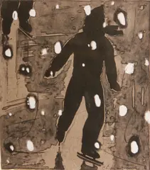 Christopher Brown, Black Ice, 1991, Color lithograph on brown paper
