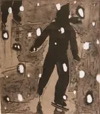 Christopher Brown, Black Ice, 1991, Color lithograph on brown paper