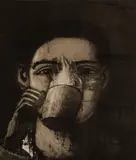 Aaron Fink, Coffee Drinker, 1984, Etching on wove paper