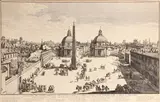 Gomar Wouters, La Piazza del poplo abbellita con li nuovi edifici, 1690s, Etching on laid paper without watermark