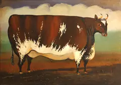 English Primitive School, A bull, oil on canvas