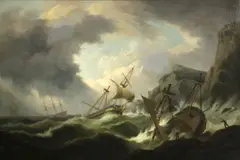 Perilous waters by Thomas Luny, oil on canvas, sold Apr 2013