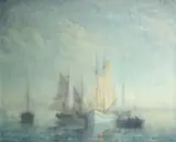 David Ericson, Sailboats on calm waters, 1929, oil on canvas