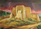 Hans Mangelsdorf, St. Francis of Assisi Mission, Rancho de Taos, New Mexico, oil on canvas board