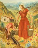 Hans Mangelsdorf, Water girl, Mexico, watercolor on paper