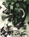 Lydia Dona, Spaces of Indication/Codes of the Abyss, 1984; Jessica Told Me about the Master Cylinder, 1984 (2), first acrylic on paper; second charcoal on paper