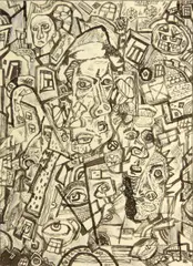 unknown Artist, Abstract composition, ink and watercolor on paper