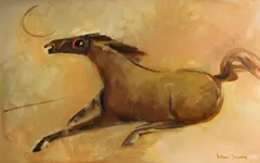 John Chin Young, Galloping horse, oil on canvas