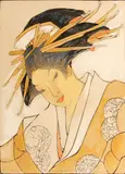 Bertha Lum, Geisha (G./P. 77), 1924, Handcolored raised-line woodcut on handmade paper