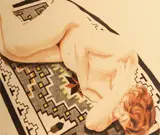 Model on Grey Patterned Rug II by Philip Pearlstein, 1974, Color lithograph on wove paper, sold Apr 2013