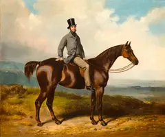 Henry Barraud, A gentleman on a chestnut hunter, oil on canvas