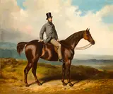 Henry Barraud, A gentleman on a chestnut hunter, oil on canvas