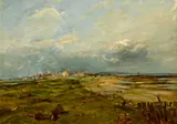 A Dutch landscape under a threatening sky by Dutch School, oil on canvas, sold Mar 2013
