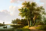 Willem de Klerk, A landscape with a windmill along a stream, oil on panel
