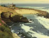 Brian Blood, Children beach, La Jolla, oil on canvas board