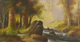 A. D. M. Cooper, Forrest stream, 1921, oil on canvas affixed to board