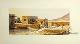 David Allen Halbach, Pueblo washday, 1973, watercolor on paper