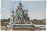 Reginald Marsh, Study of a sculptural group, watercolor on paper
