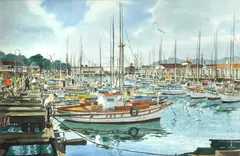 James March Phillips, The Golden Gate Bridge; Cable cars on California Street; Fisherman's Wharf (group of 3)