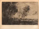 Jean-Baptiste Camille Corot, Dans les dunes, souvenir du Bois de la Haye (D. 9), 1869, Etching on laid paper