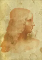 Leonardo da Vinci, A portrait of Isabella d'Este, red chalk on paper laid down on paper