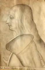 Italian School, A portrait of a man in profile, pen and ink and wash on paper laid down on paper