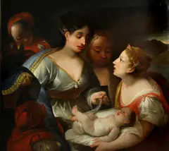 Lombard School, The presentation of the infant Moses to Pharaoh's daughter, oil on canvas