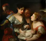 Lombard School, The presentation of the infant Moses to Pharaoh's daughter, oil on canvas