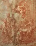 called Van Hamken Francois Verdier, Martyrdom of a saint, red chalk heightened with white on paper