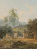 An Italianate landscape with buildings in the foreground by English School, oil on paper laid down on canvas, sold Feb 2013