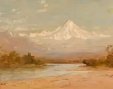 Thomas Hill, View of Mount Hood, oil on paperboard