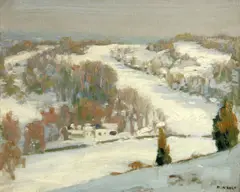 Gray skies and snow field by Percy William Holt, oil on canvas, sold Feb 2013