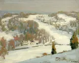 Percy William Holt, Gray skies and snow field, oil on canvas