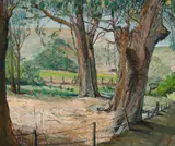 Werner Philipp, Eucalyptus along a country road, 1951, oil on canvas
