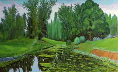 Tildon pond by Jesse Don Rasberry, oil on canvas, sold Feb 2013