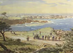 Arthur Weaver, Sixteenth green, Cypress Point, 1961, watercolor and gouache on paper
