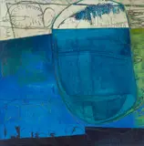 Paula Barragán, Abstraction in blue, 2001, oil on canvas