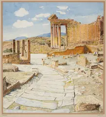 John DeVries, Roman Ruins, Dougga, Tunisia, 1978, watercolor, gouache and pencil on paper
