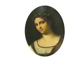 called Raphael Raffaello Sanzio, A head of a young woman, oil on board