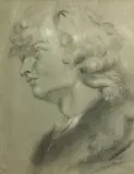 Giovanni Battista Piazetta, Head of a young man, facing left, black chalk heightened with white on paper